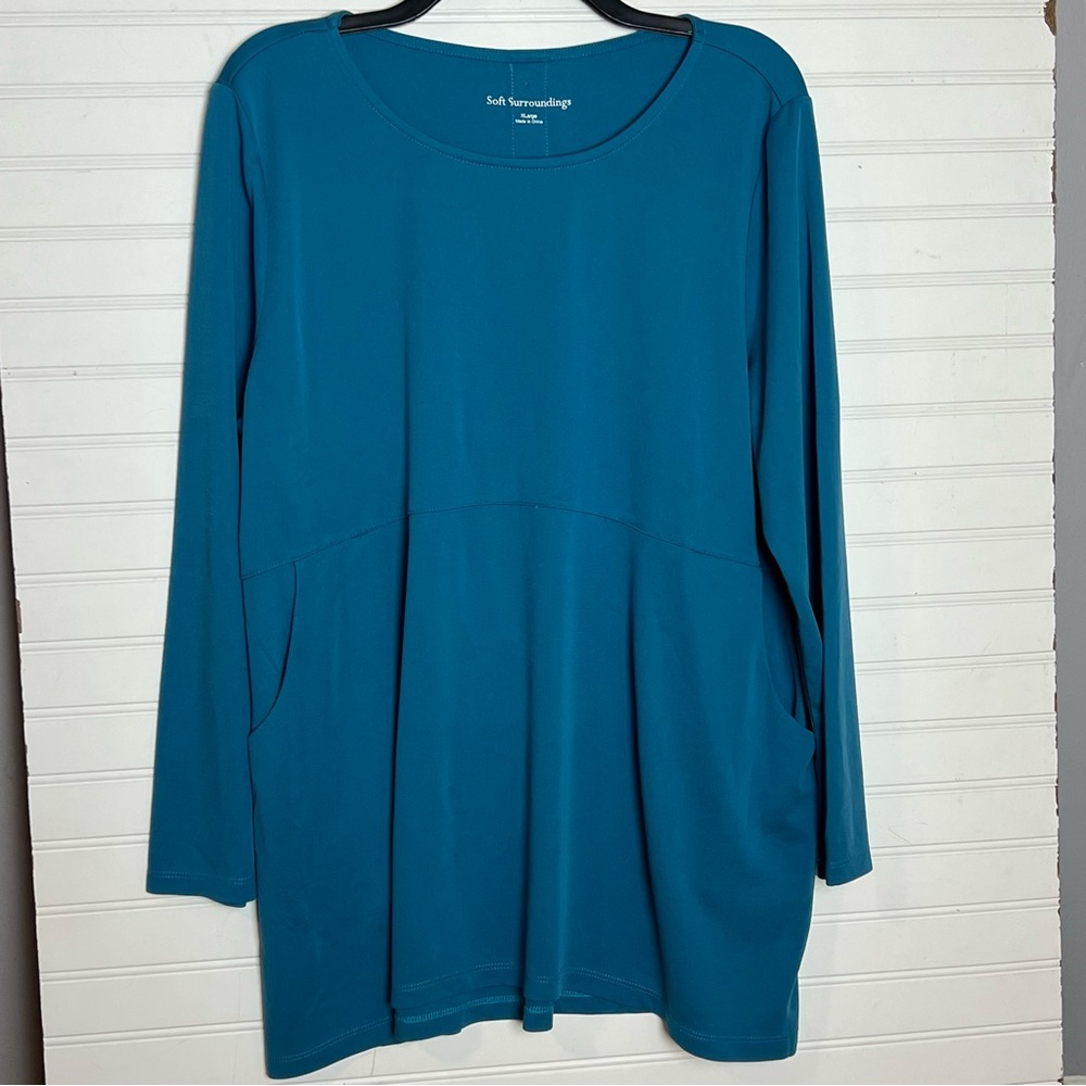Soft Surroundings Teal Tunic Top Size XL